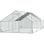 Enclos poulailler chenil 18 m² - parc grillagé dim. 6L x 3l x 2H m - espace couvert - acier galvanisé - Gris