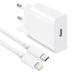 Chargeur Rapide iPhone, 25W Chargeur USB C Rapide avec Câble iPhone 2M pour Apple iPhone 14 Pro Max/14 Pro/14 Plus/13/12/11/8, Prise Chargeur iPhone Rapide Prise USB C Adaptateur Secteur Alimentation