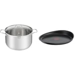 Tefal Intuition XL Marmite 36 cm / 17.5 L, Induction, Acier inoxydable 18/10, Garantie 5 ans & Ingenio Poêle à crêpe 27 cm, Induction, Revêtement antiadhésif, Fonte d'aluminium, Empilable