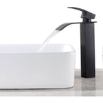 Robinet de Lavabo Cascade Noir Bec Haut Mitigeur Vasque à Poser Robinet Salle de Bain en Laiton - Auralum