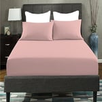 AmigoZone Extra Deep 40CM Fitted Sheet Super King - Soft Brushed Microfiber Easy Care - Fade Wrinkle Resitant Deep Pocket Fitted Bed Sheet (Super King, Pink)