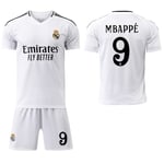 24-25 Real Madrid Hemma Barn Vuxen Fotbollströja Jersey Nr.9 Mbappé Utan strumpor No socks 26