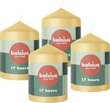 Bolsius Lot de 4 bougies pilier - Beige - 8 x 6 cm - Bougies décoratives - Longue durée de combustion de 17 heures - Non parfumées - 5% cire végétalienne naturelle - Sans huile de palme