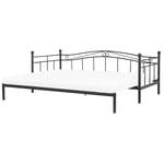 Lit Banquette Extensible en Métal Noir 90 / 180 x 200 cm Elégant et Romantique