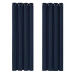 Deconovo Rideaux Occultants Isolant Thermique Anti Froid, Design Moderne à Oeillets, Rideaux pour Salon et Chambre, 117x183 CM (Largeur x Hauteur), Bleu Marine, 2 Pièces