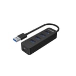 UNITEK USB 3.0 4-Port Hub with USB-A Connector Cable. Includes 4x USB-A Ports, 1x USB-C Power Port 5V 2A. Data Transfer Rate up to 5Gbps. Plug &amp; Play. Black Colour. (p/n: H1117A)