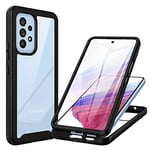 CENHUFO Coque Samsung A53 5G, Antichoc Housse avec Protection d'écran, 360° Protégé Téléphone Etui Double Face Case Robuste Transparent Portable Intégrale Coque pour Samsung Galaxy A53 5G - Noir