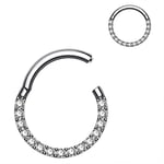 OUFER 16G Titanium Daith Earrings Piercings Helix Hoop Clicker Cartilage Earring CZ Line Conch Tragus Nose Septum Ring Women 6/8/10/12mm