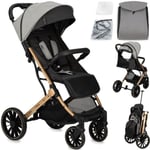 Poussette Bébé Citadine Ultra Compacte Momi Estelle Dakar - De 0 À 36 Mois - Jusqu'à 22kg - Gris