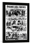 'Image encadrée de English School "Incidents Relating to the East End Murders, from' The Illustra Ted Police News ', 20th October 1888, d'art dans le cadre de haute qualité Photos fait main, 40 x 60 cm, noir mat