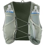 Salomon Active Skin 8 Gilet d'hydratation Trail running Randonnée Vélo unisexe avec flasques d'hydratation incluses, Facilité d’hydratation, Fit précis, Rangement optimisé, Vert, XL