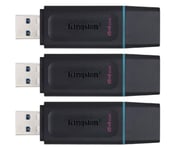 3PCS clé USB Kingston 64Go Kingston DataTraveler Exodia DTX/64GB Clé USB 3.2 Gen 1 avec capuchon de protection et anneaux porte-clés