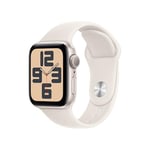 Apple Watch SE (2ᵉ génération) 40 mm GPS Montre connectée avec Boîtier en Aluminium lumière stellaire et Bracelet Sport lumière stellaire (M/L). Suivi activité et Sommeil, détection Accidents