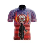 Cycling Factory - Cycling - Cycling Gear - American Firefighter Men's Short Sleeve Cycling Jersey - Jersey Only - XL - Red