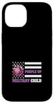 Coque pour iPhone 14 Purple Up Drapeau militaire pour enfant Licorne