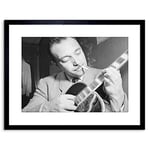 Wee Blue Coo Music Vintage Photo Legend Guitar Player Django Reinhardt Framed Wall Art Print