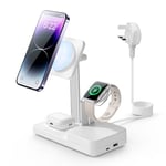 ESR 65W 5-in-1 GaN Charging Station, Designed for MagSafe Charger Stand, Magnetic Wireless Charger for iPhone 16/15/14/13/12 Series, AirPods 4/3/AirPods Pro, and USB A/C Devices, White