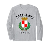 Vintage Milan Flag Italy Souvenir Italia Milano Roman Empire Long Sleeve T-Shirt