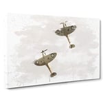 Spitfire RAF Duo Planes V3 Canvas Print for Living Room Bedroom Home Office Décor, Wall Art Picture Ready to Hang, 30 x 20 Inch (76 x 50 cm)