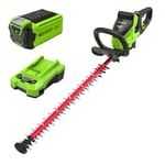 Greenworks Taille-haie sans Fil Lame à Double Action de 66 cm, Moteur sans Balais Coupant Jusqu’à 28 mm d’épaisseur, 3400 SPM avec Batterie 40V et Chargeur GD40HT66