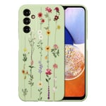 ZTOFERA Coque Fleurs Compatible avec Samsung Galaxy A14 5G pour Fille Femme, Étui en Silicone Flexible Souple Housse avec Motif Fleuri Mignon Antichoc Protection Cover, Vert