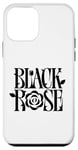 Coque pour iPhone 12 mini Belle rose noire avec inscription en anglais « Minimalist »