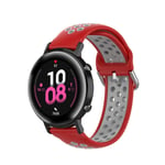 New Watch Straps 20mm For Huami Amazfit GTS/Samsung Galaxy Watch Active 2 / Huawei Watch GT2 42MM Fashion Inner Buckle Silicone Strap(White black) (Color : Red grey)