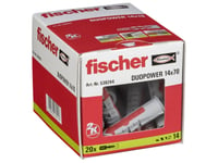 Fischer Duopower, Veggplugg, Lettbetong, Murstein, Betong, Murverk, Gipsplater, Nylon, Grå, Rød, 1,4 Cm, 70 Mm