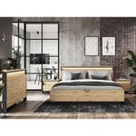 Chambre complète Bobochic Ensemble kyria avec Lit coffre + Commode + 2 chevets 160x200