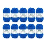 Gründl Laine à feutrer uni (Laine à feutrer, à Tricoter et à Crocheter, Fil 100% Pure Laine Vierge, 50 g / 50 m, Taille d'aiguille : 8-9, 10 x 50 g), Bleu Royal