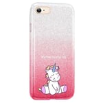 Coque Iphone 7 et 8 et SE 2020 paillettes rose tie licorne enjoy personnalisee