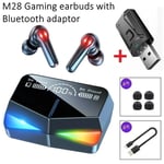 SHOUMI Gaming Earbuds Bluetooth TWS True Wireless Type-C Headset Stereo Gamer Earbud Adaptateur USB avec microphone pour t¿l¿phone TV PC-G28 Adaptateur noir_XINENGJI