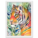 The Hidden Tiger Folk Art Artwork Framed Wall Art Print A4