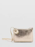 Mango Golden Metallic Pouch Bag, Gold