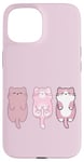 iPhone 15 Three Adorable Pink Cats with Sugar Sprinkles Case