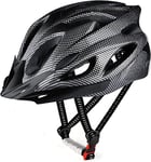 RaMokey Cycle Helmet, Lightweight Bicycle Helmet, Adjustable Mountain & Road Bike Helmets for Adults, 18 Vents with Adjustable Strap & Detachable Visor for Mens Womens(Head Sizes 58-62cm) (Black)