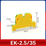 1 Pcs EK2.5 4 6 10 16 35/35 Montage Rapide Bornier de Terre Électrique Fil Connecteur DIN Jaune Vert SAK Rail Bornier - Type [EK2.5]-35