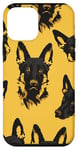 Coque pour iPhone 12 mini Jaune Géométrique Noir Berger Allemand Art