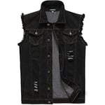 NASKY Men's Fit Retro Ripped Denim Vest Sleeveless Jean Vest and Jacket - Black - US X-Large