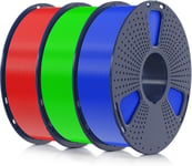 Filament PLA+ 1.75mm 3KG, Neatly Wound, Filament pour Imprimante 3D, Filament PLA Plus Résistant, Precisione Dimensionale +/- 0.02mm, Bobina da 1kg (2.2 LBS) Bleu+Vert+Rouge.[G1439]