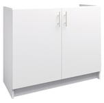 Kitchen Base Sink Unit 1000mm Storage Cabinet With Doors 100cm - White Matt