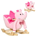 Rocking Horse Pink 60L x 35W x 45H cm 2-in-1 Baby Ride On Elephant