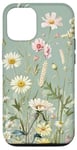 iPhone 15 Sage Green Boho Botanical Wildflowers Plants Case