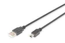 DIGITUS Câble de connexion USB 2.0 - 1.0 m - USB A (mâle) à USB Mini B (5 broches) (mâle) - 480 Mbit/s - câble de connexion - noir