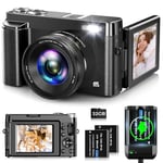 Digital Camera,Oiadek 4K 48MP Autofocus Vlogging Camera with 32G Memory Card 16X Digital Zoom,Compact Digital Camera with 3.0 inch 180° Flip Screen and Battery charger for Teenagers, Beginners,Adults