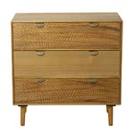 DRW Commode avec 3 tiroirs Lisses et Lisses en Bois de Paulownia + MDF et pin Naturel 80 x 40 x 80 cm, chêne, 80 x 40 x 80 cm