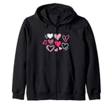 Cute Happy Valentines Day Cute Love Heart Pattern Women Kids Zip Hoodie