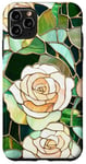 Coque pour iPhone 11 Pro Max Coque Téléphone Roses Faux Vitrail Élégante