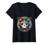 Womens Fun Cat with Gamer Headset MEIRL Me In Real Life V-Neck T-Shirt