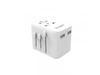 Energizer Ultimate - Reseadapter För Eu/Usa/ Au/Uk + 2X Usb-A &Amp  Usb-C Mfi-Certifierad (Vit)